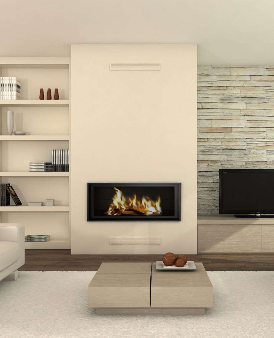 chimenea de obra moderna revestida con pladur